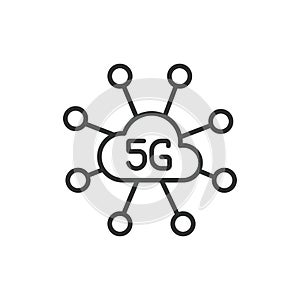 5G Cloud icon line design. 5g, cloud, icon, mobile, wireless, technology vector illustration. 5G Cloud editable stroke