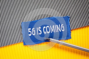 5G IS COMING. Mobile internet, technologies, conspiracy theories concept