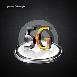 5g communication telecoms metallic logo technology innovation concept