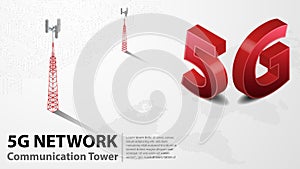 5g Communication Tower Wireless Hispeed Internet with Data center background