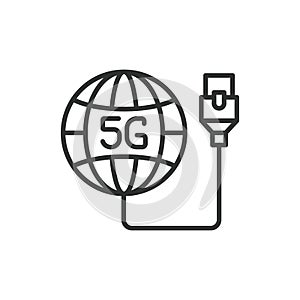 5G connection icon line design. 5G, USB, Adapter, Icon, Mobile, Wireless, Technology vector illustration. 5G connection