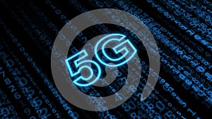 5G on digital background. Internet data transfer concept.