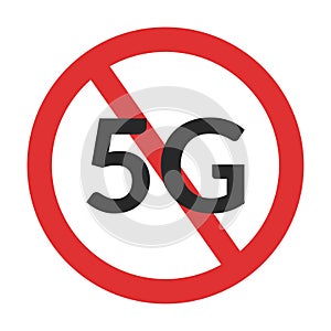5g forbidden symbol. No 5G mobile network sign