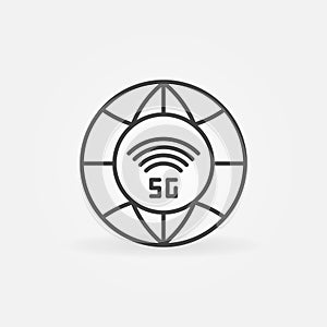 5G Global communication network concept outline vector icon