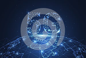 5G global network connection. Polygon connect dot and line shaped of network business. Vector Illustration