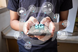 5G High speed internet network communication background