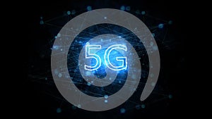 5G high-speed Internet of the new generation, concept. Neon sign