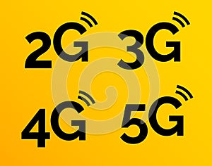 5g icon, 4g logo on blue. 2g network vector technology 3g icon
