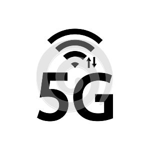 5g icon. 5g logo. Wlan and bluetooth symbol. Internet technology icon. Wireless mobile internet. Wifi signal. Black logo isolated