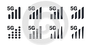 5G icons. High speed internet sign. Wireless network. Vector illustration