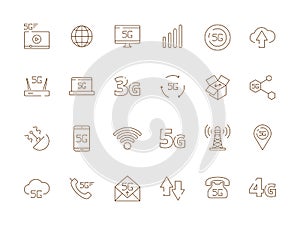 5g icons. Internet mobile safety wireless 4g signal telecommunication new technology free wifi vector symbols