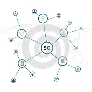 5G infographic and world map.