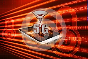 5G internet Connection Concept in digital background. 3d render