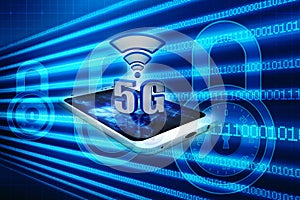 5G internet Connection Concept in digital background. 3d render