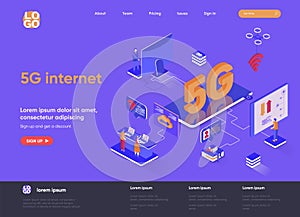 5G internet isometric landing page.