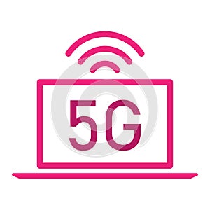 5g logo with laptop - Concept 5G fast internet