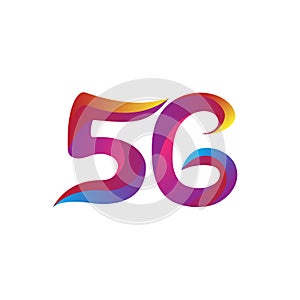 5G logo network speed circuit technology illustration in isolated white background, broadband telecommunication wireless internet