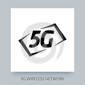 5G logo sign. New wireless internet wifi connection symbol. Global network high speed network.