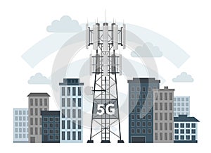 5G mast base stations in innovative smart city