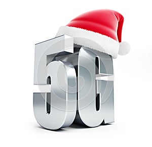 5G metal sign Santa Hat, 5G cellular high speed data wireless connection.