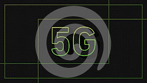 5G mobile network and internet concept symbol. Technology theme background
