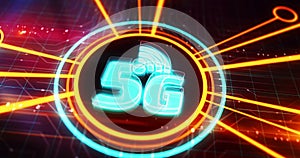 5G mobile network technology symbol 3d digital concept
