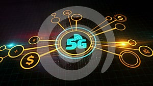 5G mobile network technology symbol 3d digital concept