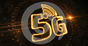 5G mobile network technology symbol 3d digital concept loop