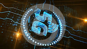 5G mobile network technology symbol digital concept vertical loop