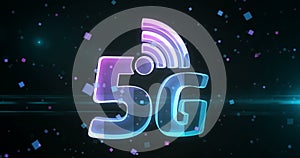 5G mobile network technology symbol loop digital concept