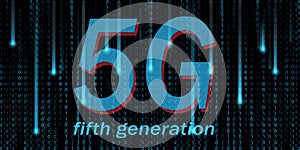5g mobile networking, big data binary code flow numbers