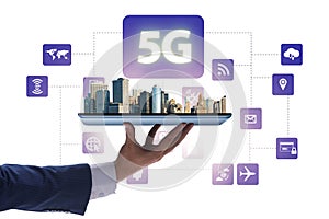 5G mobile technology concept - high internet speed