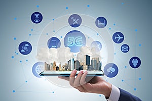 5G mobile technology concept - high internet speed