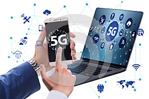 5G mobile technology concept - high internet speed