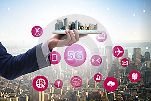 5G mobile technology concept - high internet speed