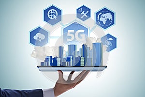 5G mobile technology concept - high internet speed