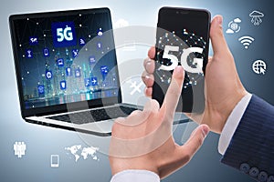 5G mobile technology concept - high internet speed