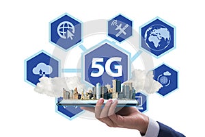 5G mobile technology concept - high internet speed