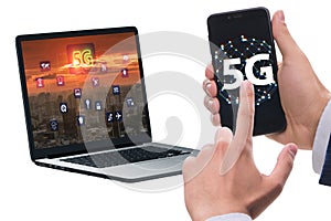 5G mobile technology concept - high internet speed