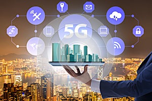 5G mobile technology concept - high internet speed