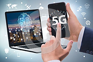 5G mobile technology concept - high internet speed