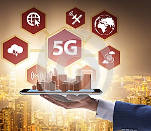 5G mobile technology concept - high internet speed