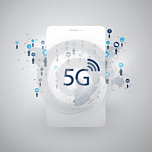 5G Network Label with Icons