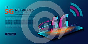 5G network new wireless internet wifi connection. Innovative generation of the global high speed Internet broadband. Technology