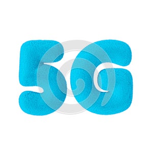 5G Network Sign as Blue Fur. 3d Rendering