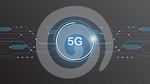 5G network technology background concept. 5G wireless Wi-fi connection internet, data, circle line, lights,