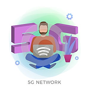 5G Network Technology flat vector icon. New Global High Speed Internet Wireless Systems Concept