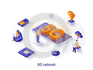 5G network technology isometric web concept.