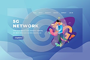 5G Network - Web Page Header Landing Page Template Illustration