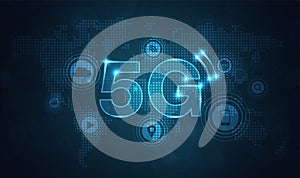 5G network wireless internet Wi-fi connection. communication network concept. High speed, broadband telecommunication. vector